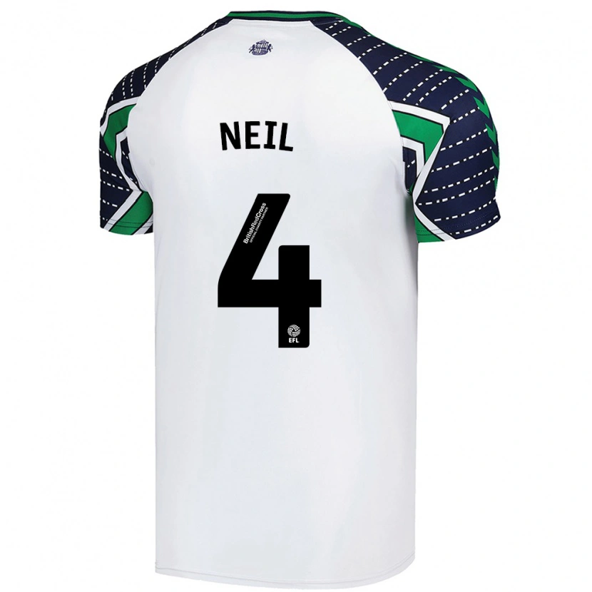 Danxen Mænd Dan Neil #4 Hvid Udebane Spillertrøjer 2024/25 Trøje T-Shirt