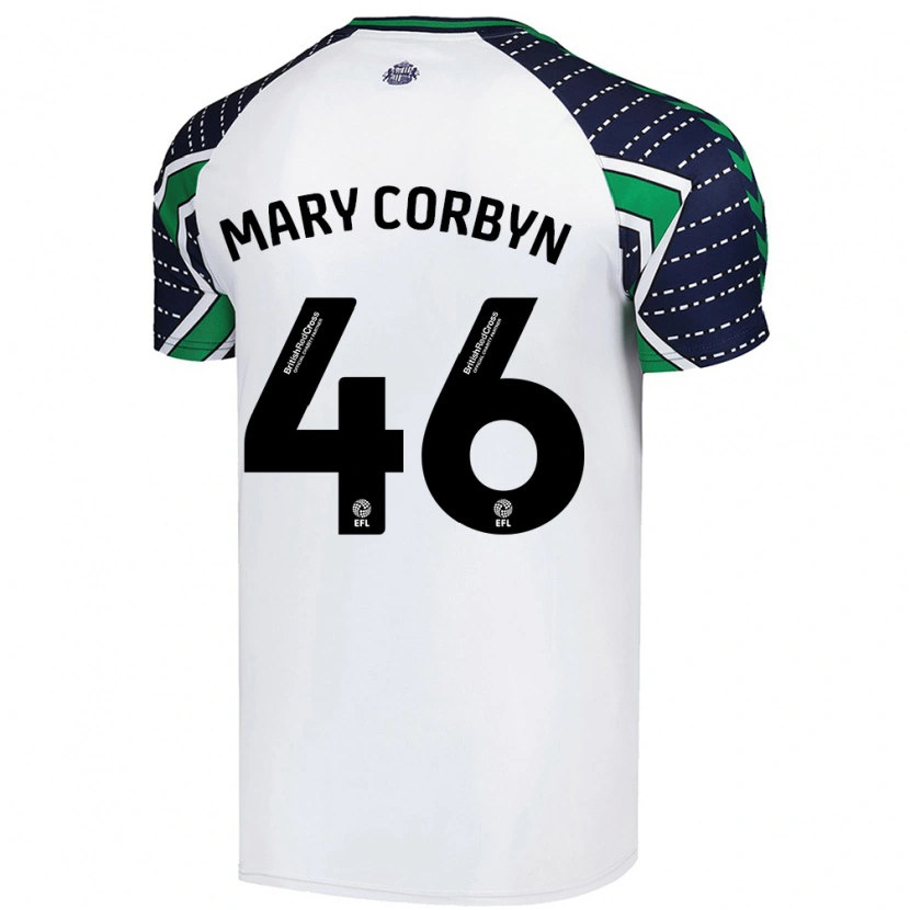 Danxen Mænd Mary Corbyn #46 Hvid Udebane Spillertrøjer 2024/25 Trøje T-Shirt