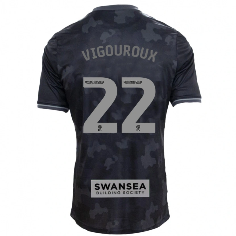 Danxen Mænd Lawrence Vigouroux #22 Sort Udebane Spillertrøjer 2024/25 Trøje T-Shirt