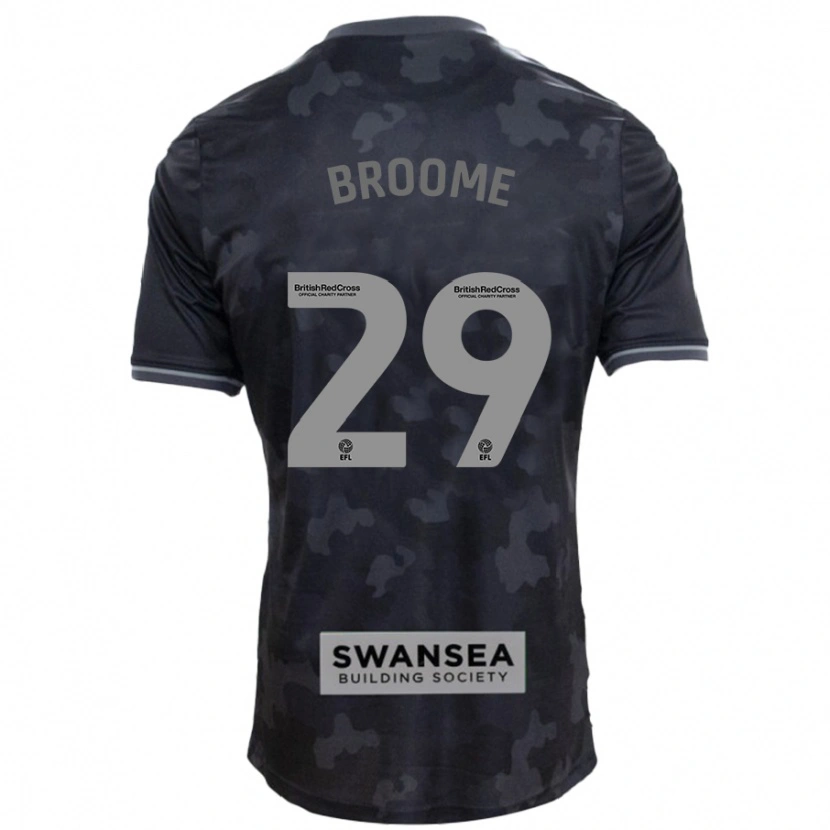 Danxen Mænd Nathan Broome #29 Sort Udebane Spillertrøjer 2024/25 Trøje T-Shirt