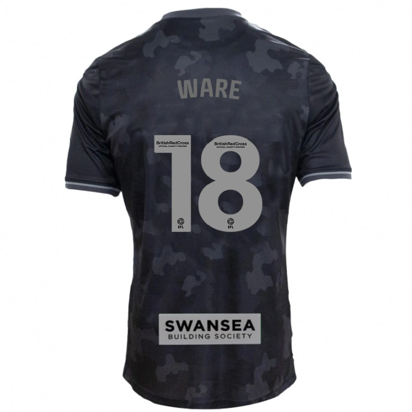 Danxen Mænd Phoebe Ware #18 Sort Udebane Spillertrøjer 2024/25 Trøje T-Shirt