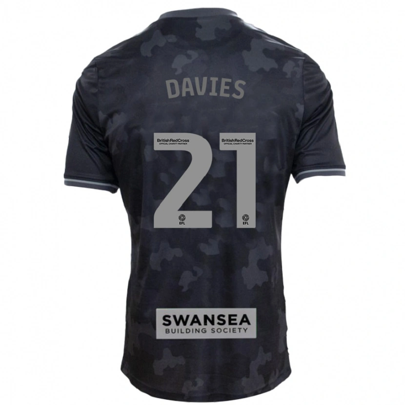 Danxen Mænd Laura Davies #21 Sort Udebane Spillertrøjer 2024/25 Trøje T-Shirt