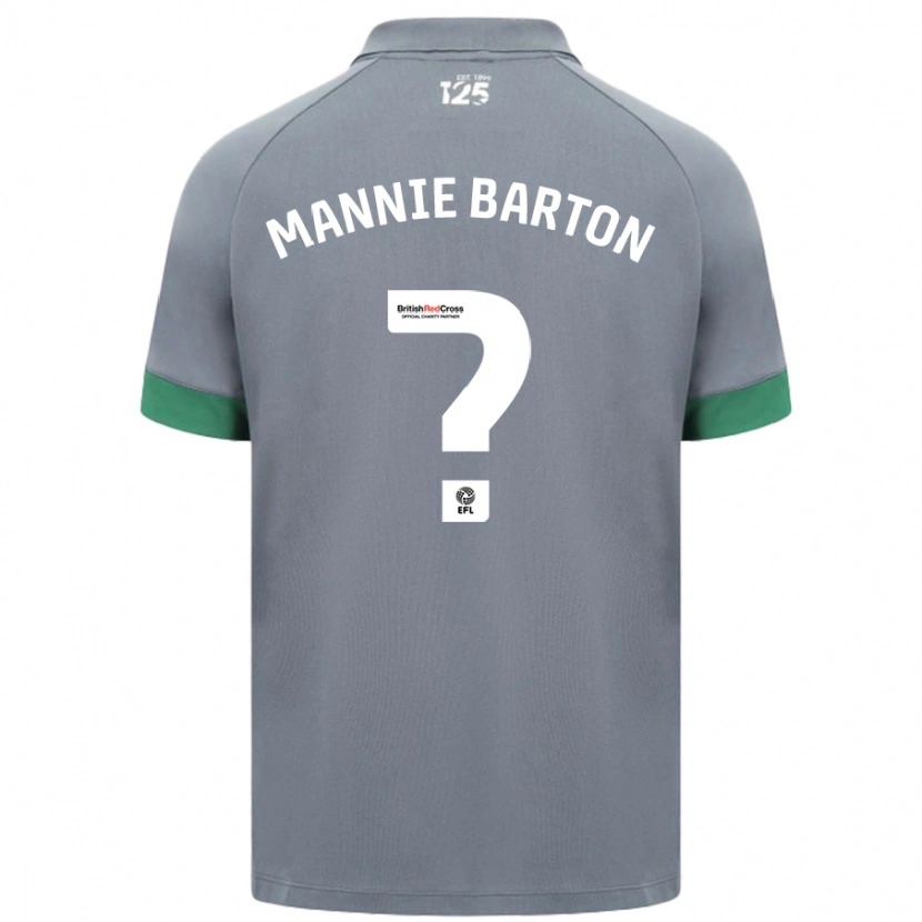 Danxen Mænd Mannie Barton #0 Mørkegrå Udebane Spillertrøjer 2024/25 Trøje T-Shirt