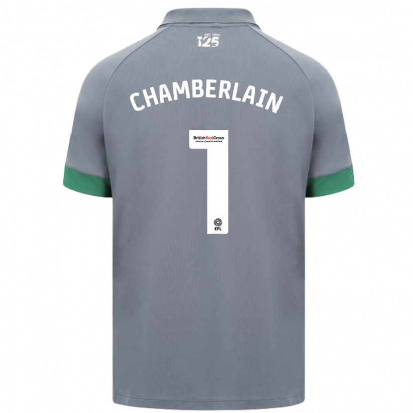 Danxen Mænd Ceryn Chamberlain #1 Mørkegrå Udebane Spillertrøjer 2024/25 Trøje T-Shirt