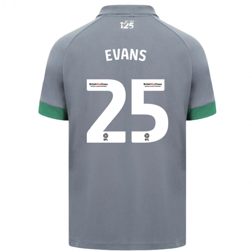 Danxen Mænd Kieron Evans #25 Mørkegrå Udebane Spillertrøjer 2024/25 Trøje T-Shirt