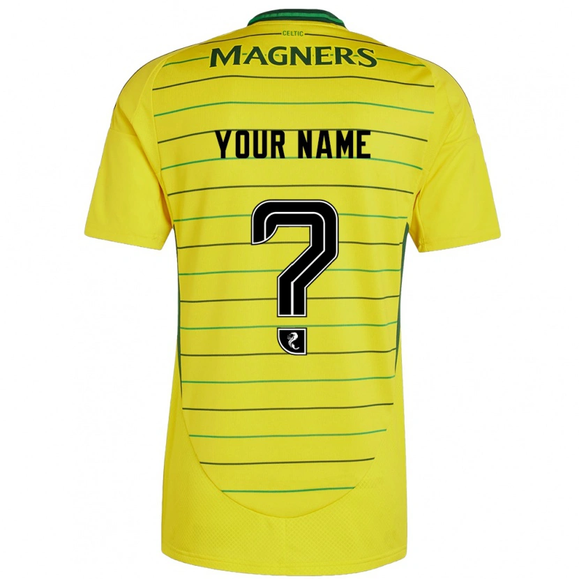 Danxen Mænd Dit Navn #0 Gul Udebane Spillertrøjer 2024/25 Trøje T-Shirt