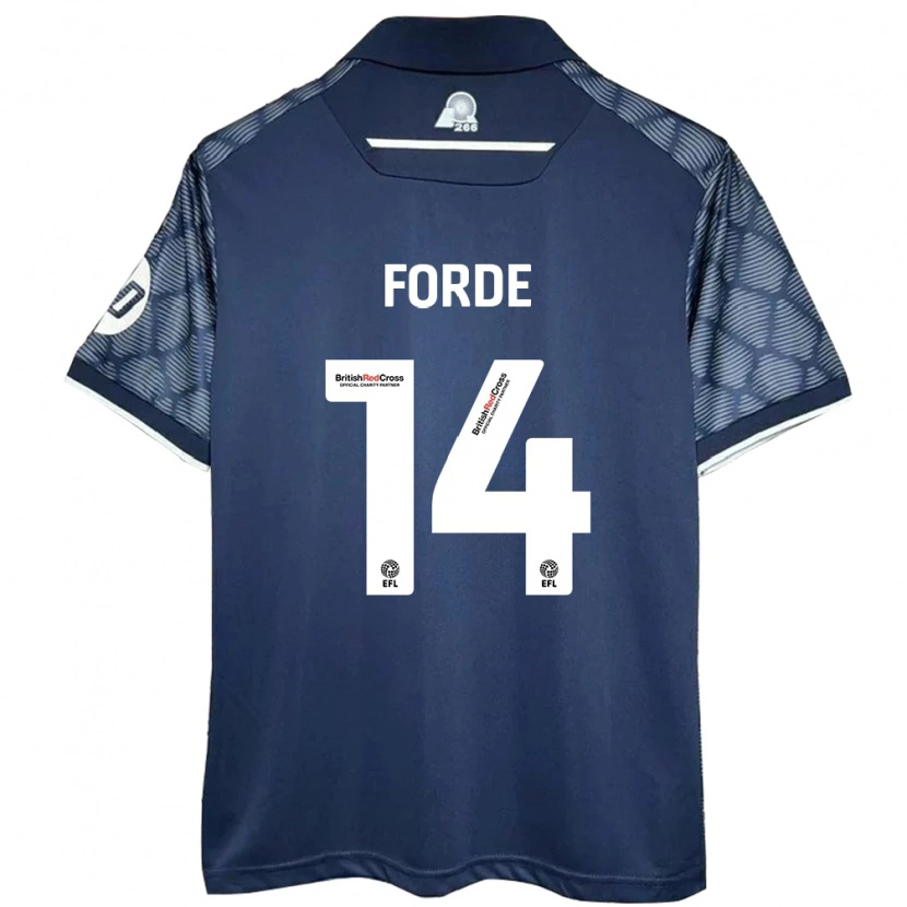 Danxen Mænd Anthony Forde #14 Sort Udebane Spillertrøjer 2024/25 Trøje T-Shirt