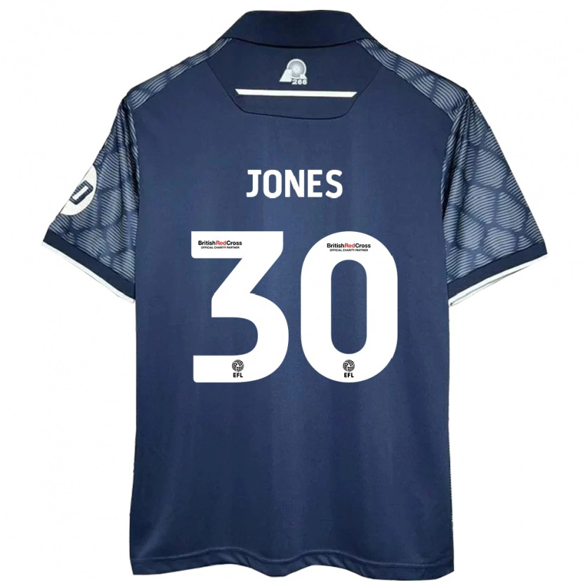 Danxen Mænd James Jones #30 Sort Udebane Spillertrøjer 2024/25 Trøje T-Shirt