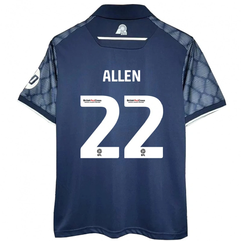 Danxen Mænd Keren Allen #22 Sort Udebane Spillertrøjer 2024/25 Trøje T-Shirt