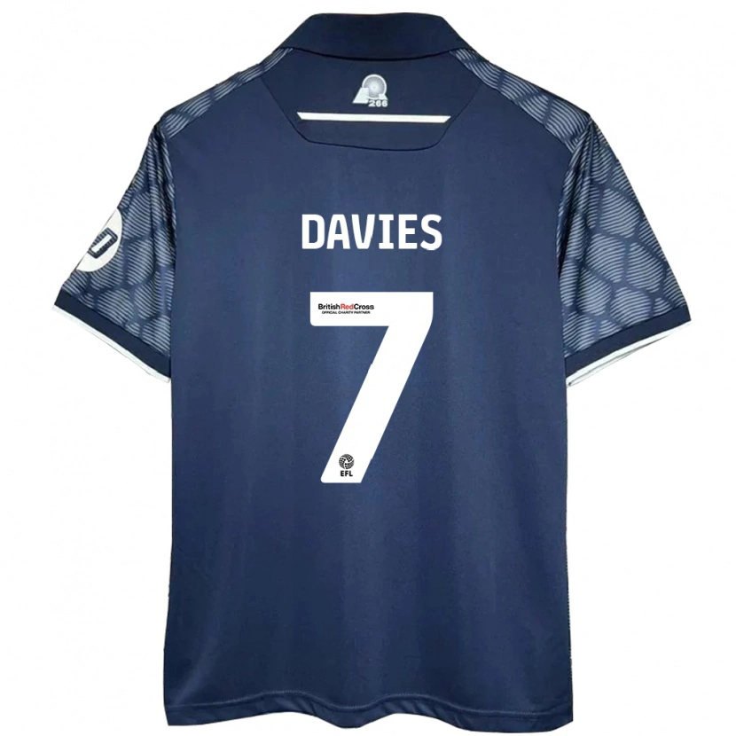 Danxen Mænd Jordan Davies #7 Sort Udebane Spillertrøjer 2024/25 Trøje T-Shirt