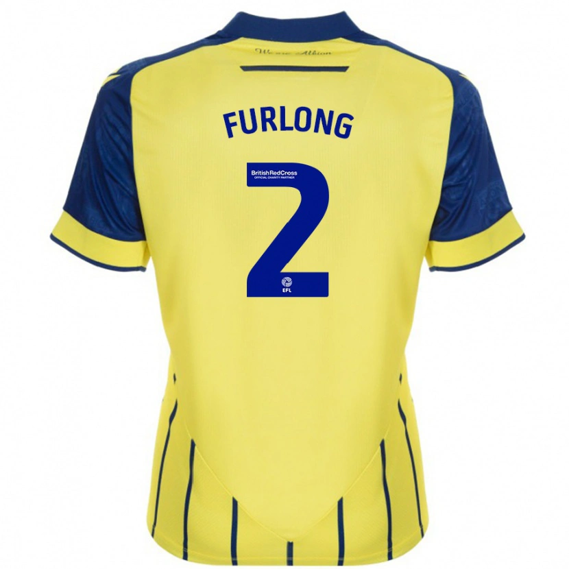 Danxen Mænd Darnell Furlong #2 Gul Blå Udebane Spillertrøjer 2024/25 Trøje T-Shirt