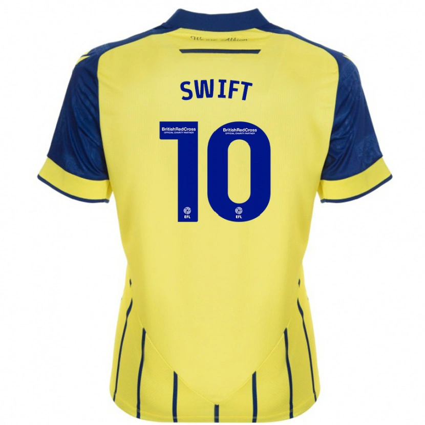 Danxen Mænd John Swift #10 Gul Blå Udebane Spillertrøjer 2024/25 Trøje T-Shirt