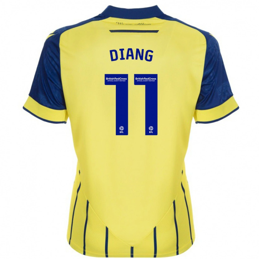 Danxen Mænd Grady Diangana #11 Gul Blå Udebane Spillertrøjer 2024/25 Trøje T-Shirt
