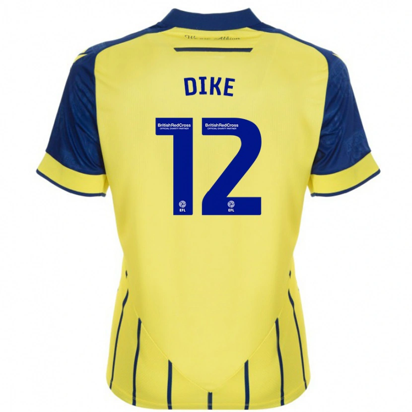 Danxen Mænd Daryl Dike #12 Gul Blå Udebane Spillertrøjer 2024/25 Trøje T-Shirt