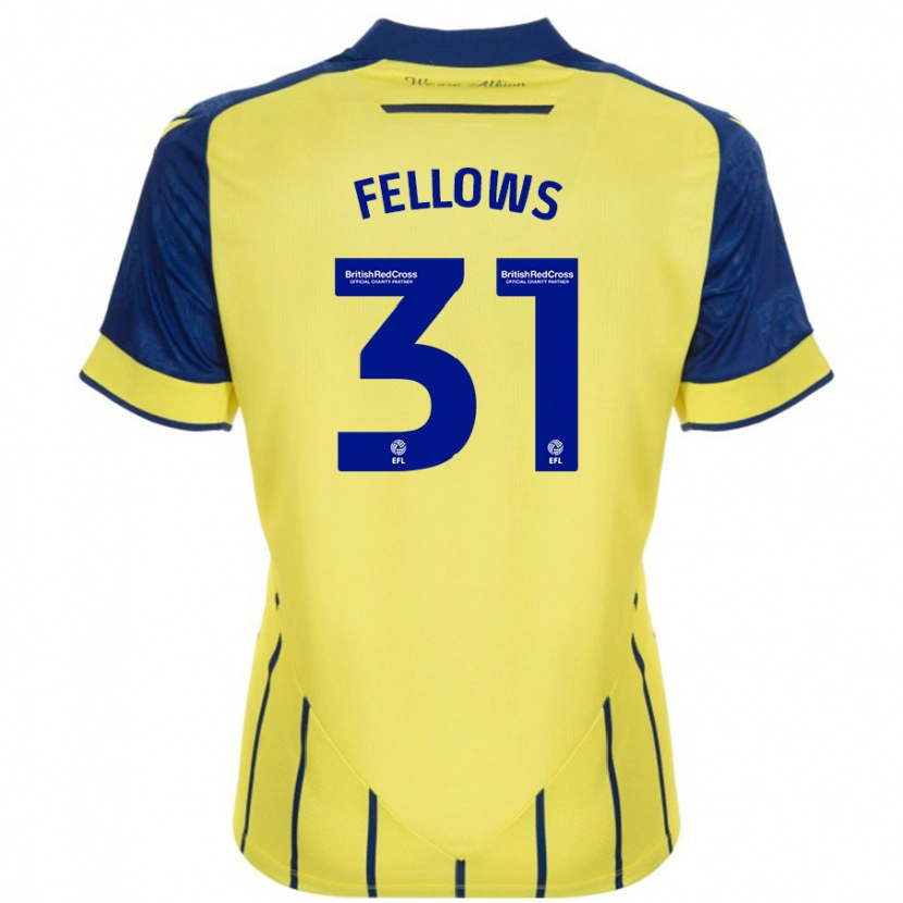 Danxen Mænd Tom Fellows #31 Gul Blå Udebane Spillertrøjer 2024/25 Trøje T-Shirt