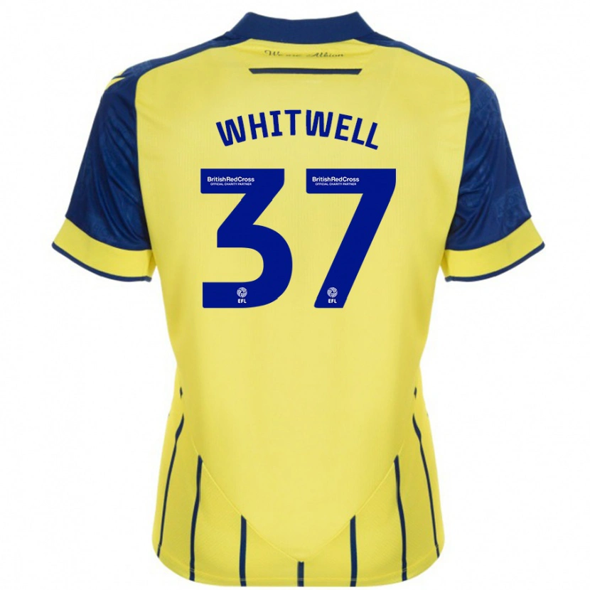 Danxen Mænd Harry Whitwell #37 Gul Blå Udebane Spillertrøjer 2024/25 Trøje T-Shirt