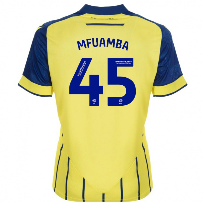 Danxen Mænd Kevin Mfuamba #45 Gul Blå Udebane Spillertrøjer 2024/25 Trøje T-Shirt
