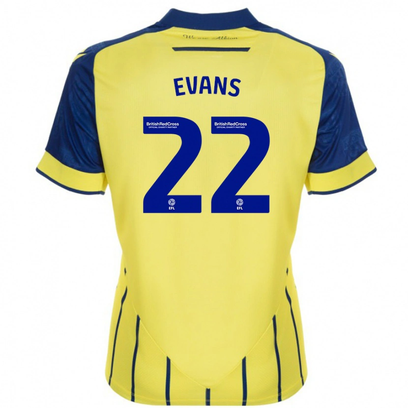 Danxen Mænd Kate Evans #22 Gul Blå Udebane Spillertrøjer 2024/25 Trøje T-Shirt