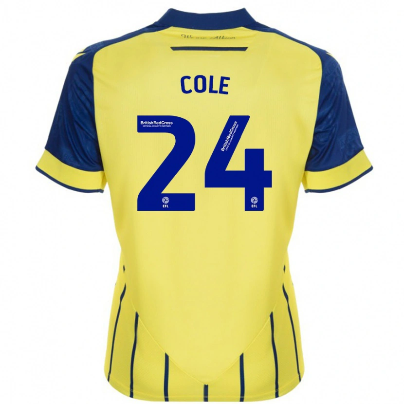 Danxen Mænd Delphi Cole #24 Gul Blå Udebane Spillertrøjer 2024/25 Trøje T-Shirt