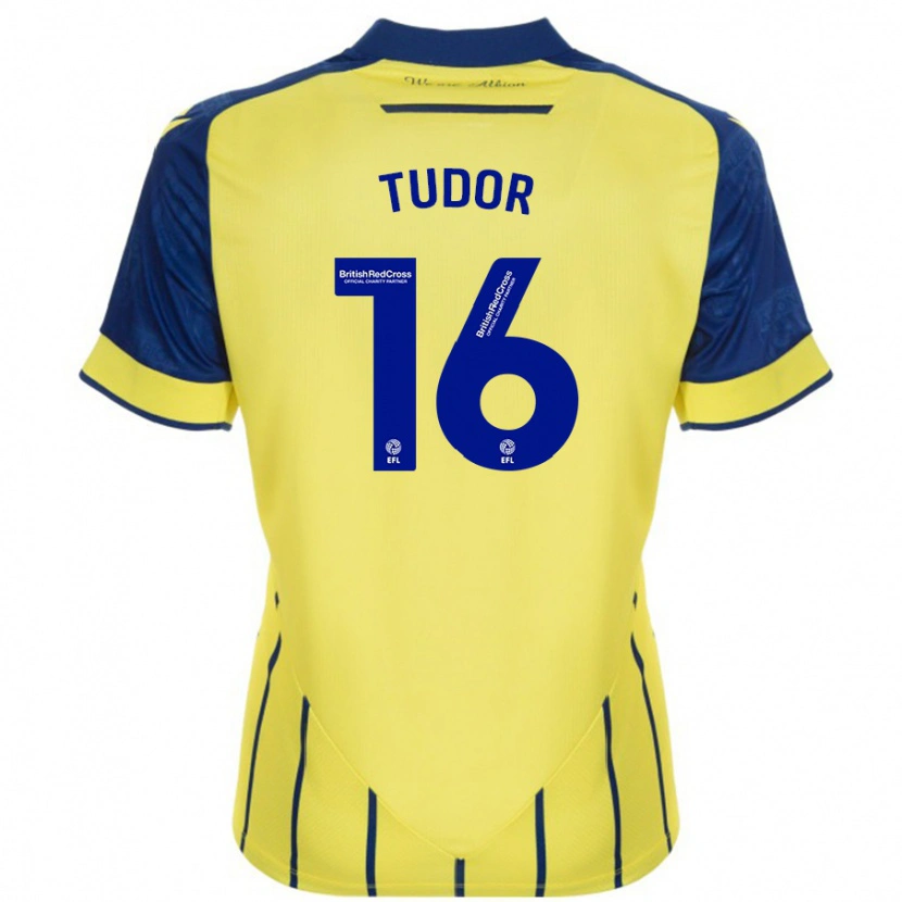 Danxen Mænd Sophie Tudor #16 Gul Blå Udebane Spillertrøjer 2024/25 Trøje T-Shirt