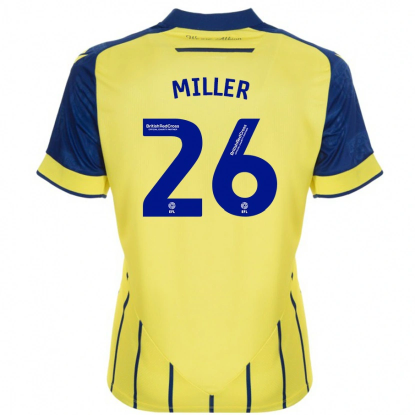 Danxen Mænd Nna Miller #26 Gul Blå Udebane Spillertrøjer 2024/25 Trøje T-Shirt