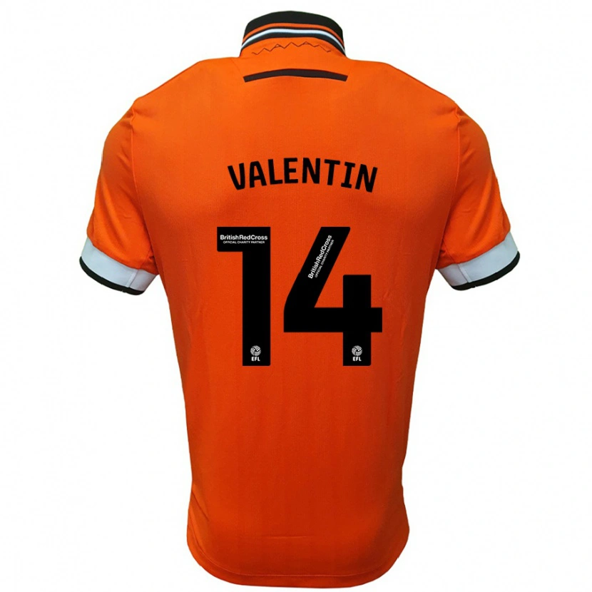 Danxen Mænd Pol Valentín #14 Orange Hvid Udebane Spillertrøjer 2024/25 Trøje T-Shirt
