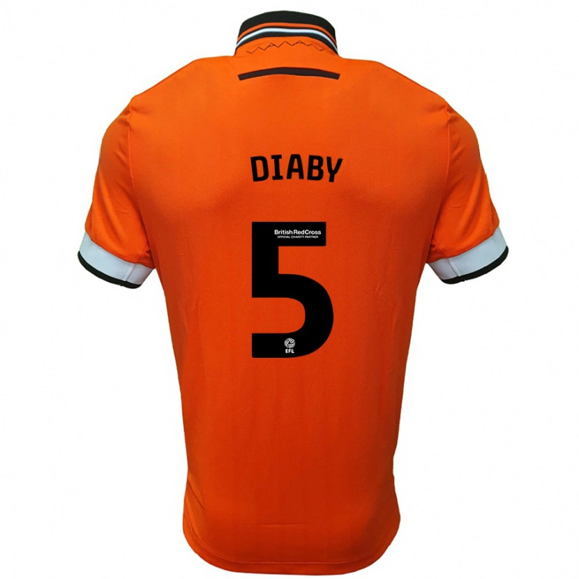 Danxen Mænd Bambo Diaby #5 Orange Hvid Udebane Spillertrøjer 2024/25 Trøje T-Shirt