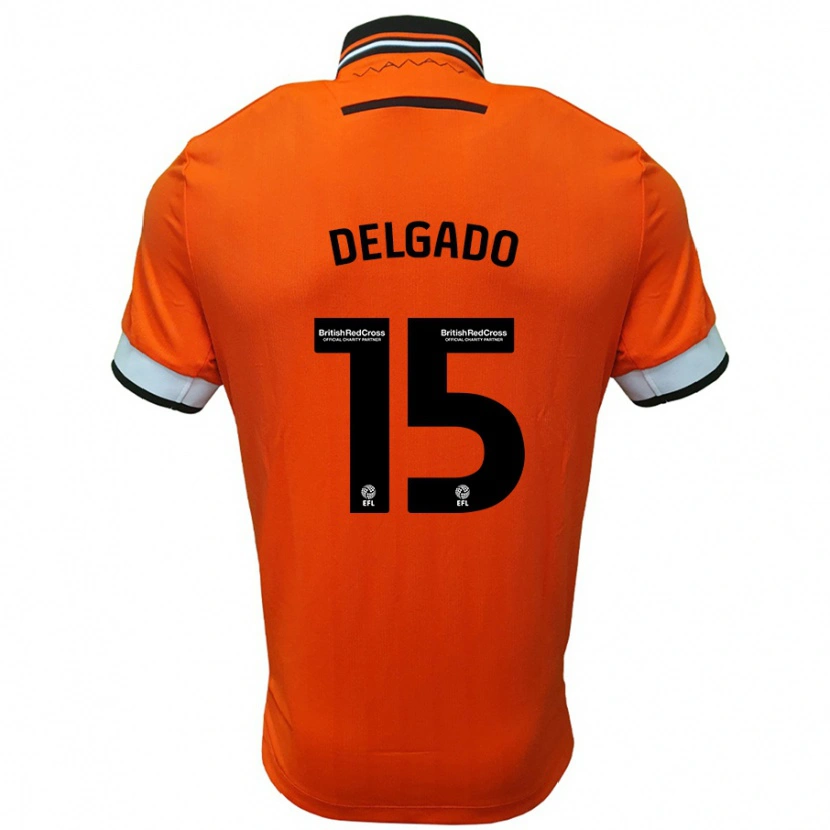 Danxen Mænd Juan Delgado #15 Orange Hvid Udebane Spillertrøjer 2024/25 Trøje T-Shirt