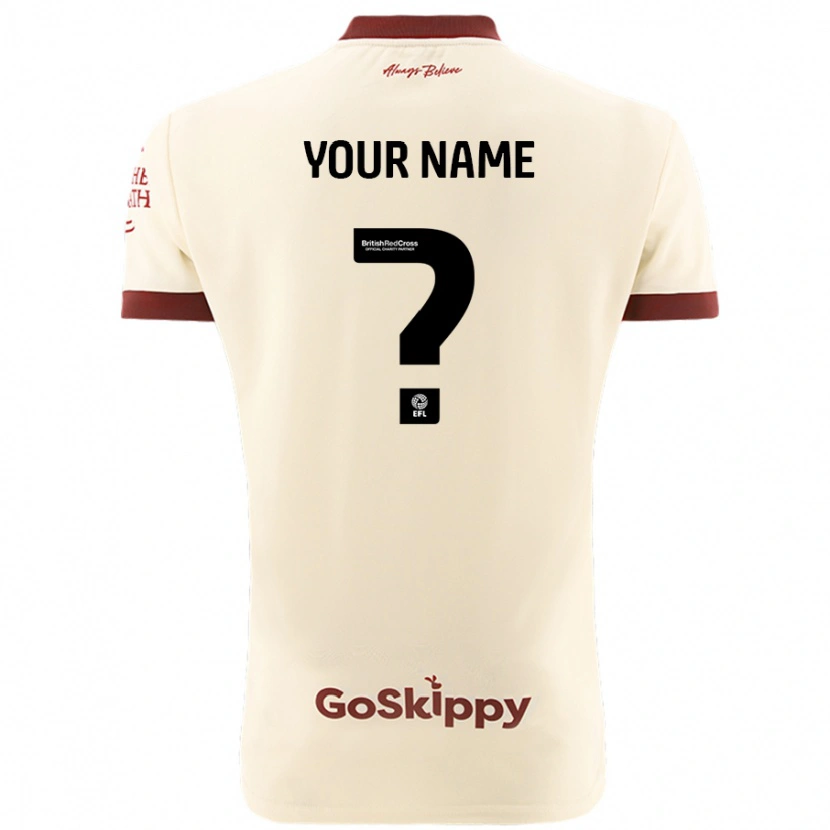 Danxen Mænd Dit Navn #0 Creme Hvid Udebane Spillertrøjer 2024/25 Trøje T-Shirt