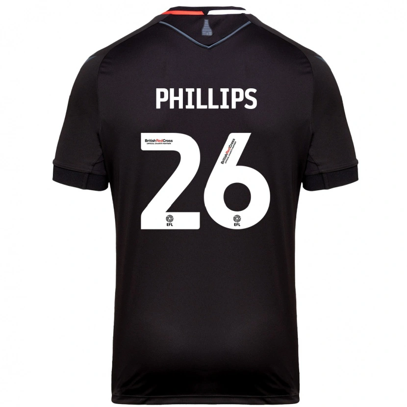 Danxen Mænd Ashley Phillips #26 Sort Udebane Spillertrøjer 2024/25 Trøje T-Shirt