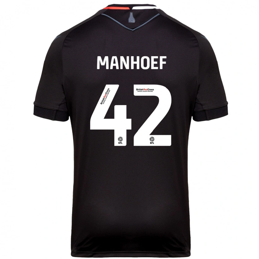 Danxen Mænd Million Manhoef #42 Sort Udebane Spillertrøjer 2024/25 Trøje T-Shirt