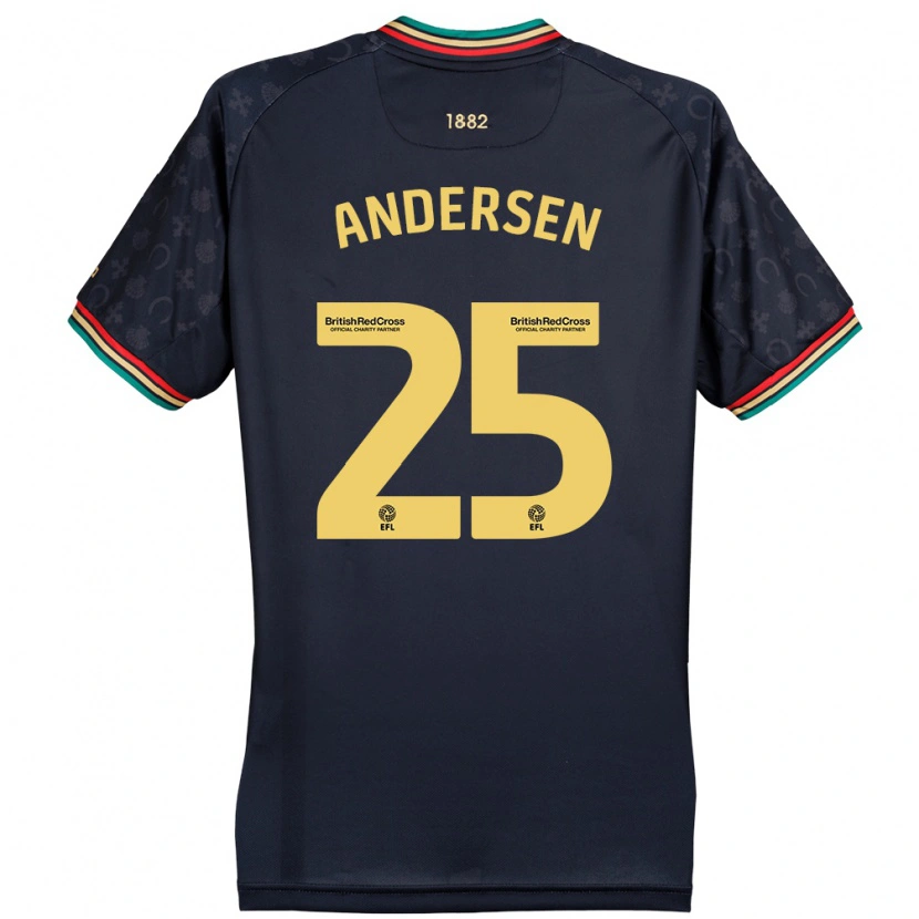 Danxen Mænd Lucas Andersen #25 Mørk Marineblå Udebane Spillertrøjer 2024/25 Trøje T-Shirt