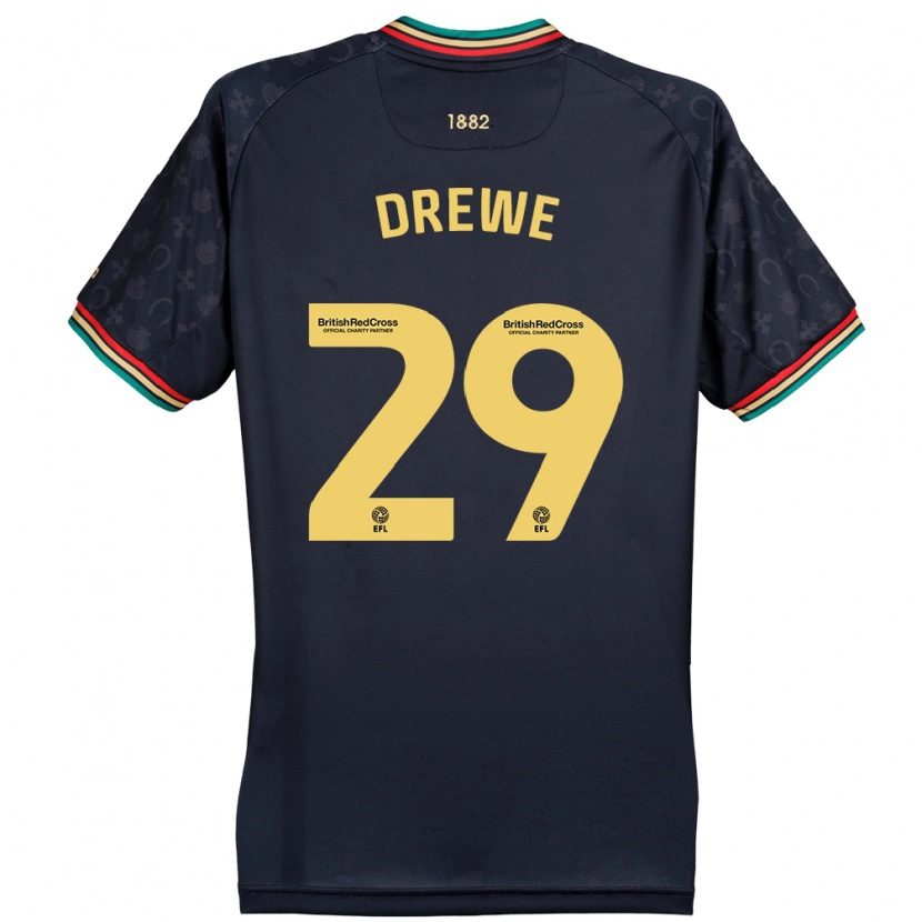 Danxen Mænd Aaron Drewe #29 Mørk Marineblå Udebane Spillertrøjer 2024/25 Trøje T-Shirt