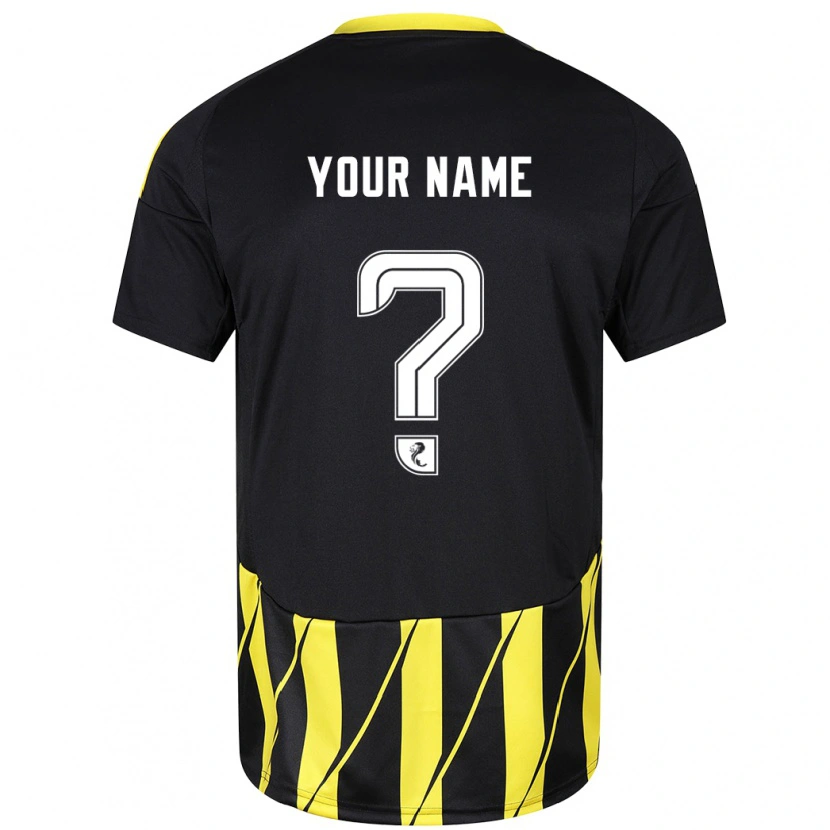 Danxen Mænd Dit Navn #0 Sort Gul Udebane Spillertrøjer 2024/25 Trøje T-Shirt
