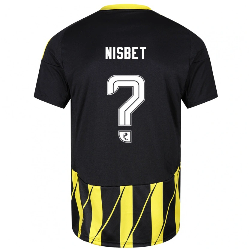 Danxen Mænd Kevin Nisbet #0 Sort Gul Udebane Spillertrøjer 2024/25 Trøje T-Shirt