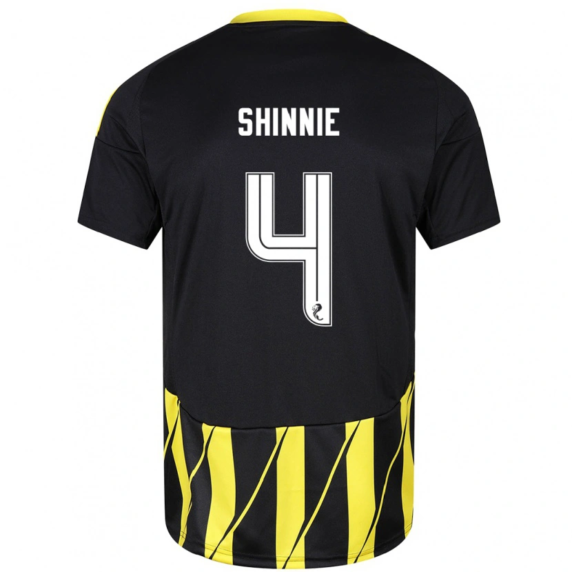 Danxen Mænd Graeme Shinnie #4 Sort Gul Udebane Spillertrøjer 2024/25 Trøje T-Shirt
