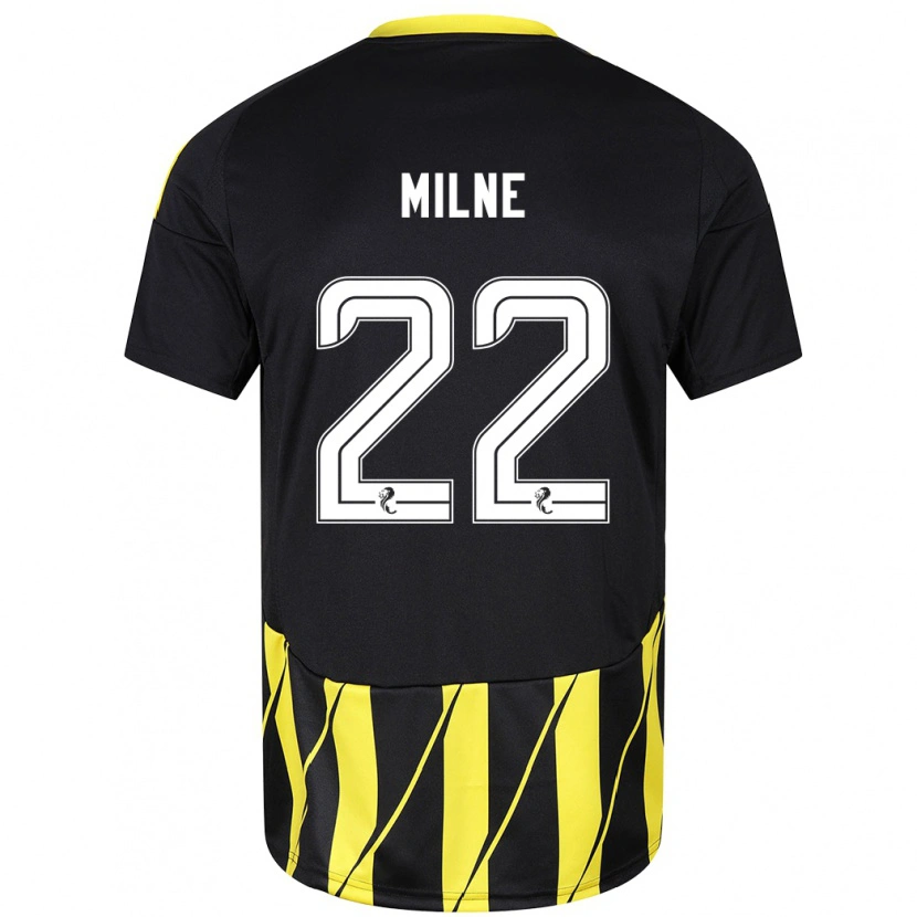 Danxen Mænd Jack Milne #22 Sort Gul Udebane Spillertrøjer 2024/25 Trøje T-Shirt