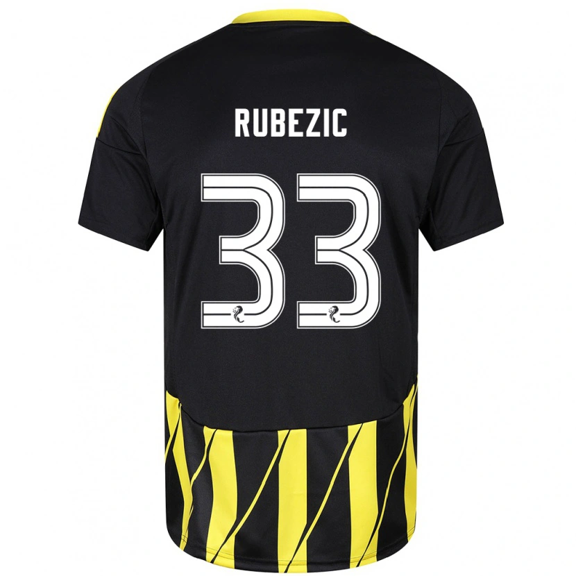 Danxen Mænd Slobodan Rubezic #33 Sort Gul Udebane Spillertrøjer 2024/25 Trøje T-Shirt