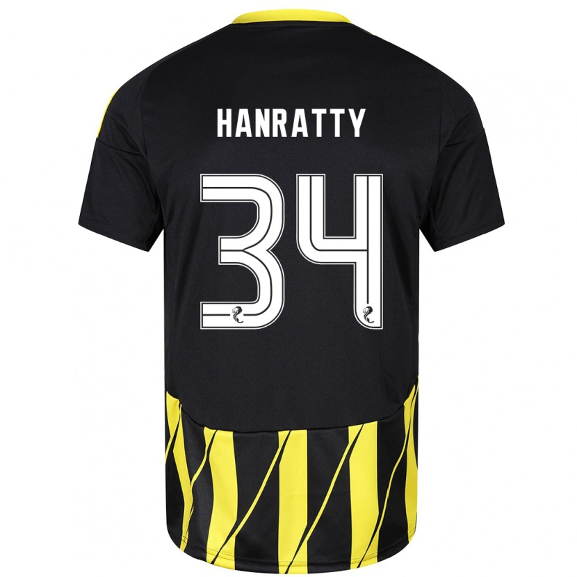 Danxen Mænd Kevin Hanratty #34 Sort Gul Udebane Spillertrøjer 2024/25 Trøje T-Shirt