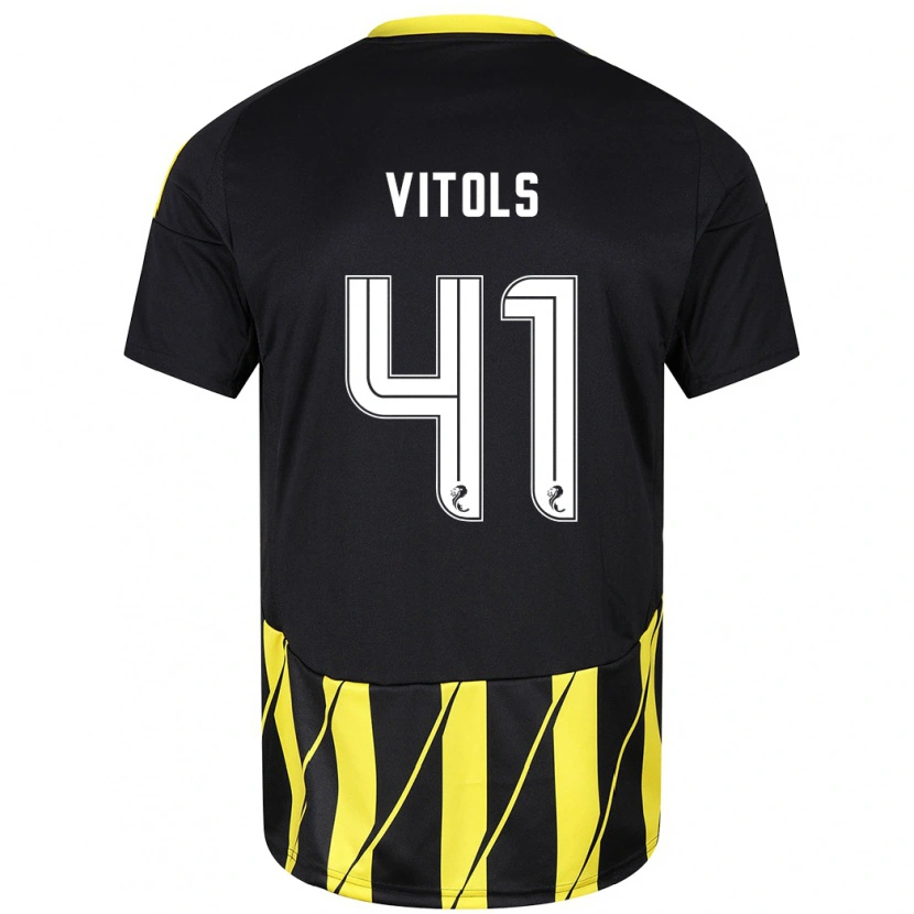 Danxen Mænd Rodrigo Vitols #41 Sort Gul Udebane Spillertrøjer 2024/25 Trøje T-Shirt