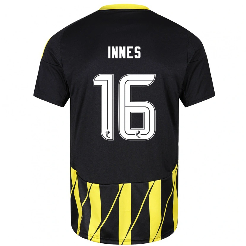 Danxen Mænd Hannah Innes #16 Sort Gul Udebane Spillertrøjer 2024/25 Trøje T-Shirt