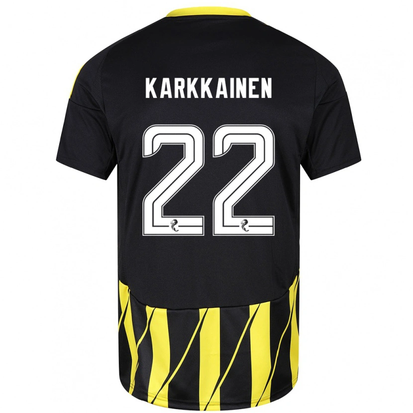 Danxen Mænd Elena Kärkkäinen #22 Sort Gul Udebane Spillertrøjer 2024/25 Trøje T-Shirt