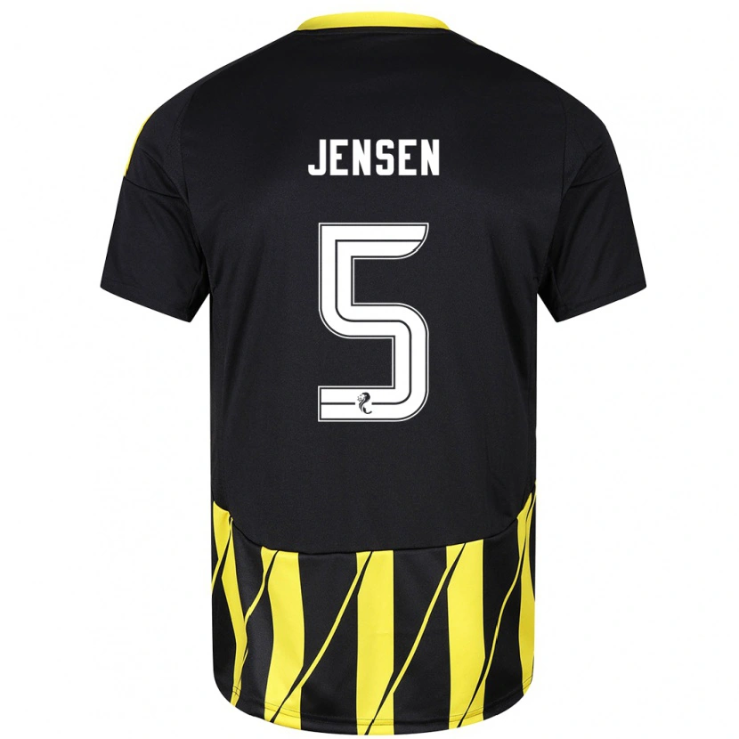 Danxen Mænd Richard Jensen #5 Sort Gul Udebane Spillertrøjer 2024/25 Trøje T-Shirt