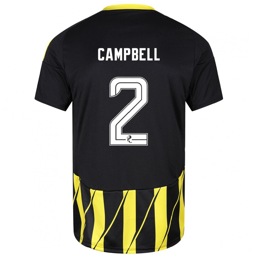 Danxen Mænd Loren Campbell #2 Sort Gul Udebane Spillertrøjer 2024/25 Trøje T-Shirt