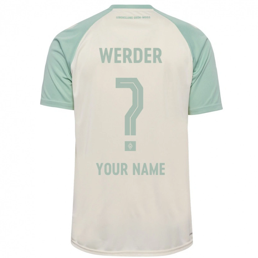Danxen Mænd Dit Navn #0 Råhvid Lysegrøn Udebane Spillertrøjer 2024/25 Trøje T-Shirt