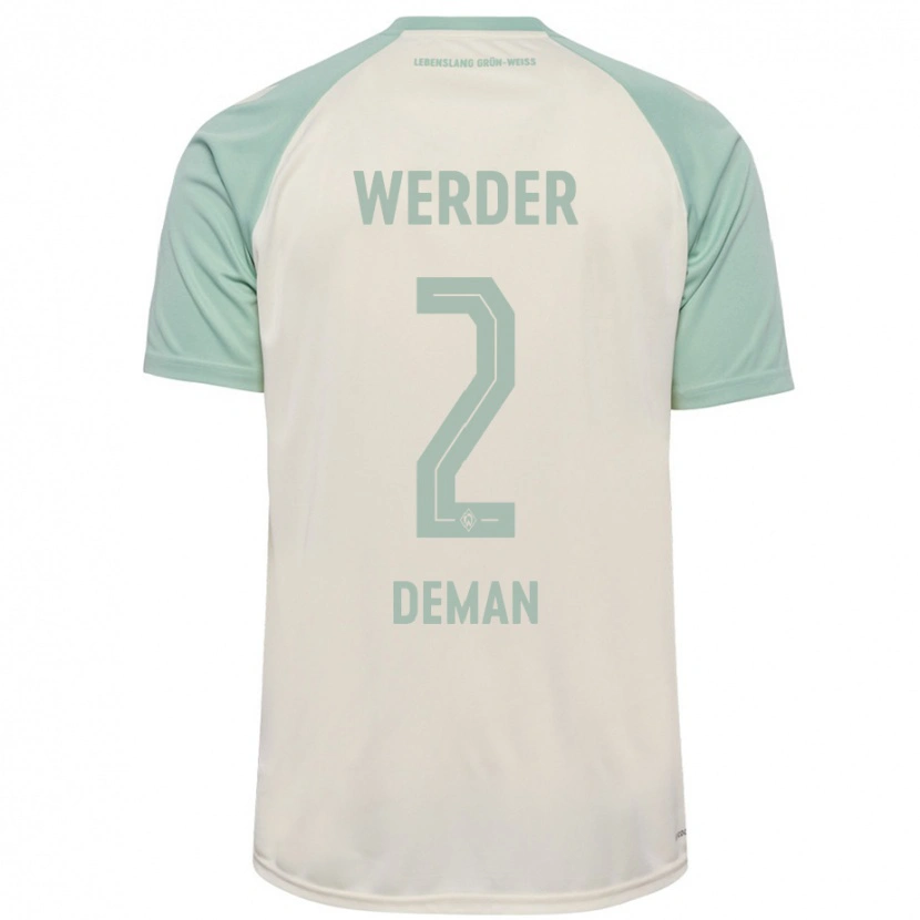 Danxen Mænd Olivier Deman #2 Råhvid Lysegrøn Udebane Spillertrøjer 2024/25 Trøje T-Shirt