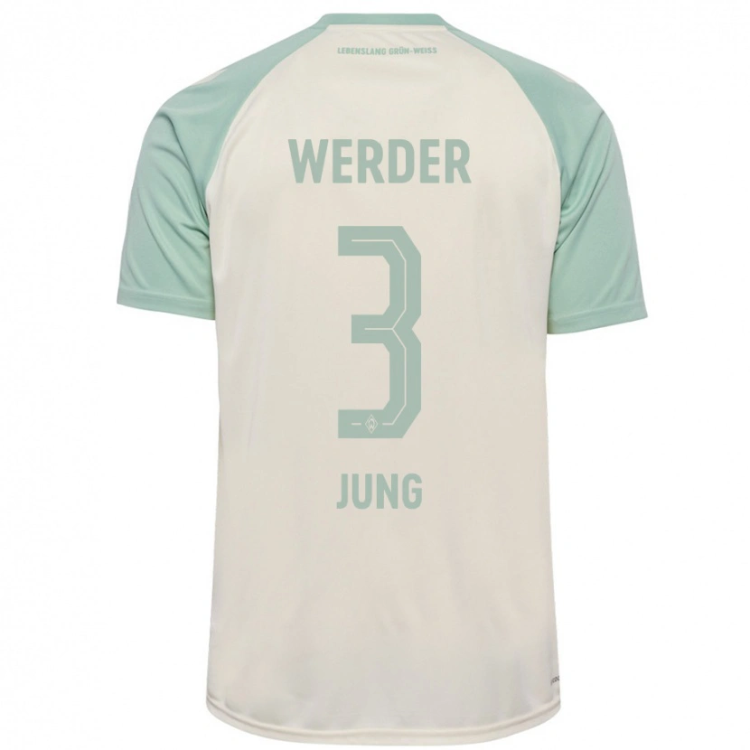 Danxen Mænd Anthony Jung #3 Råhvid Lysegrøn Udebane Spillertrøjer 2024/25 Trøje T-Shirt
