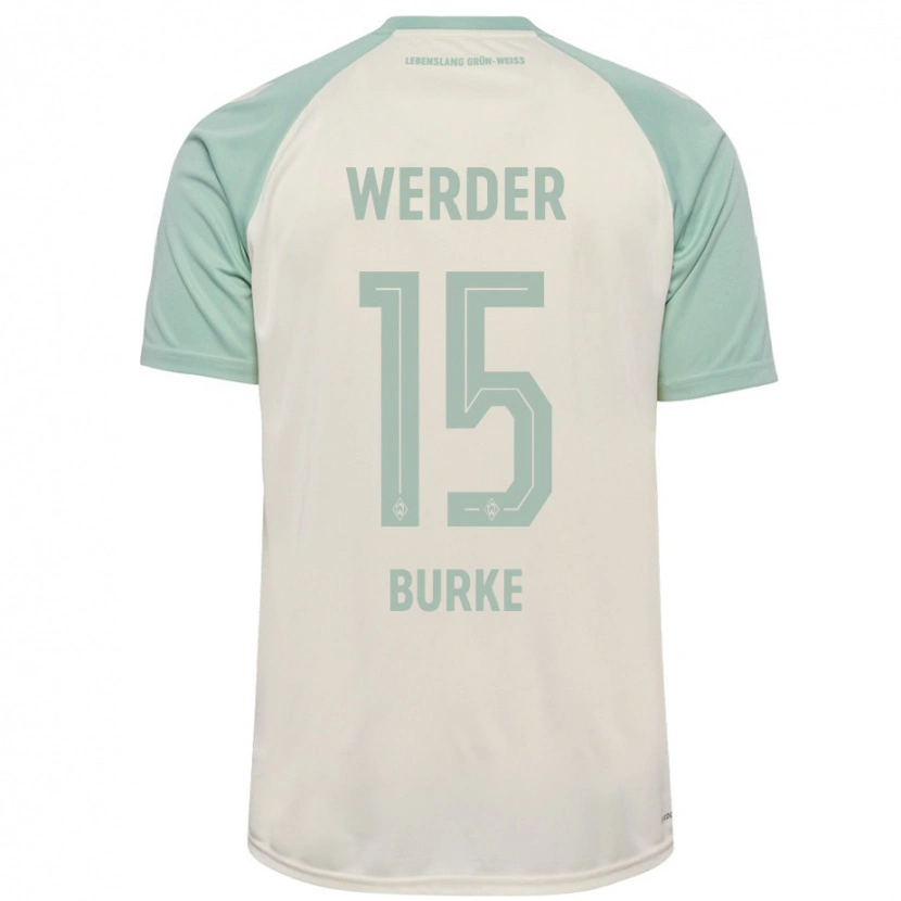 Danxen Mænd Oliver Burke #15 Råhvid Lysegrøn Udebane Spillertrøjer 2024/25 Trøje T-Shirt
