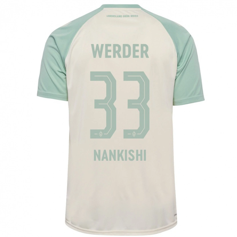 Danxen Mænd Abdenego Nankishi #33 Råhvid Lysegrøn Udebane Spillertrøjer 2024/25 Trøje T-Shirt