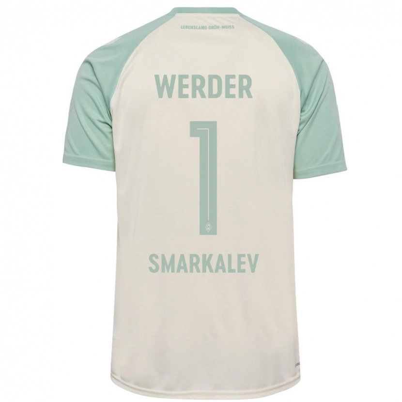 Danxen Mænd Stefan Smarkalev #1 Råhvid Lysegrøn Udebane Spillertrøjer 2024/25 Trøje T-Shirt